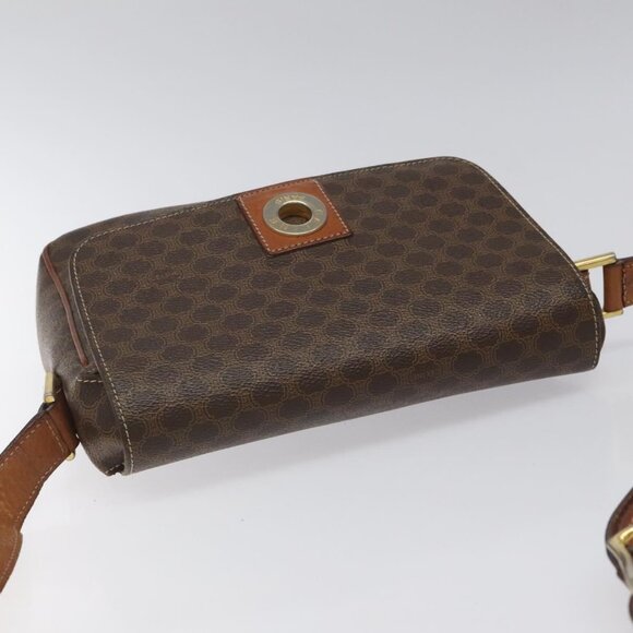 CELINE Macadam Canvas Shoulder Bag PVC Leather Brown Gold - Picture 6 of 15